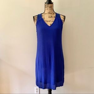 🆕 Old Navy V Neck Crochet Shoulder Blue Dress